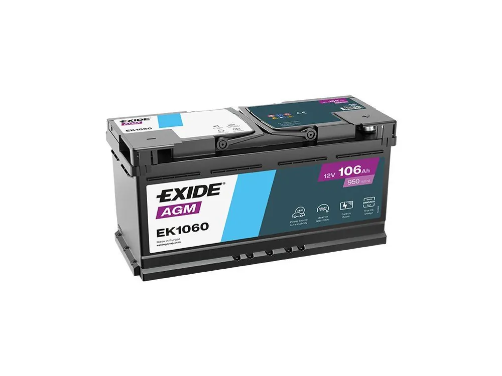 Ověřený Autobaterie Exide Start-Stop AGM 12V 106Ah 950A EK1060