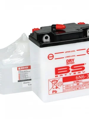 Vysoce Kvalitní Konvenční motocyklová baterie BS-BATTERY 6N6-3B Včetně balení kyseliny